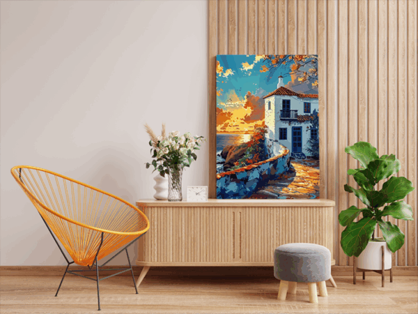 Seaside Sunset Villa Paint by Numbers Kit - Image 2