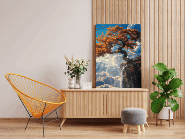 Majestic Cliffside Tree Paint by Numbers Kit - Image 2