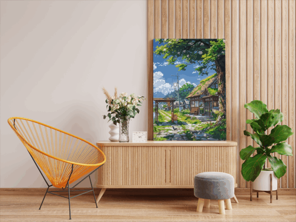 Countryside Cottage Pathway Paint by Numbers Kit - Image 2