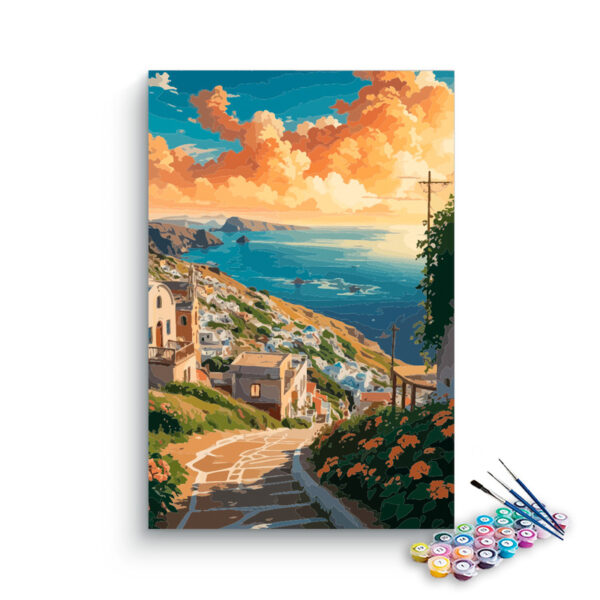 Mediterranean Sunset Village Paint by Numbers Kit