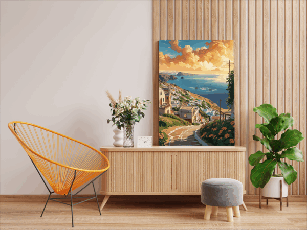 Mediterranean Sunset Village Paint by Numbers Kit - Image 2