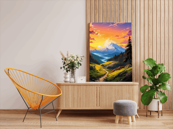 Majestic Sunset Mountain Path Paint by Numbers Kit - Image 2