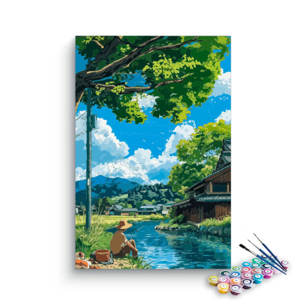 Peaceful Day by the River: Fishing in Nature Paint by Numbers Kit