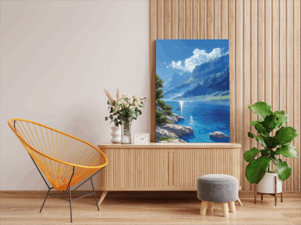 Tranquil Mountain Lake Paint by Numbers Kit - Image 2
