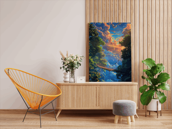 Sunset Forest Bridge Paint by Numbers Kit - Image 2
