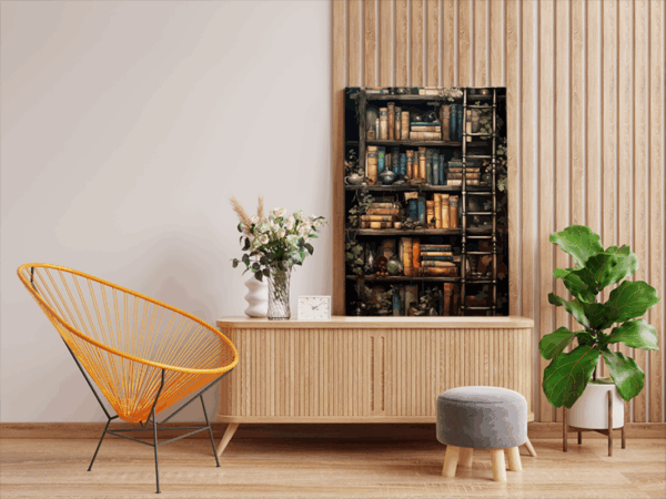 Enchanted Bookshelf with Ladder Paint by Numbers Kit - Image 2