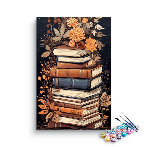Floral Vintage Books Paint by Numbers Kit