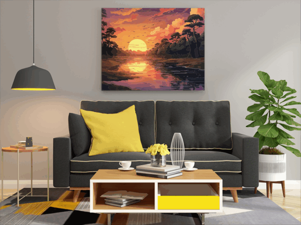 Tranquil Sunset River Paint by Numbers Kit - Image 2