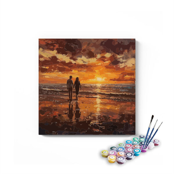 Romantic Sunset Beach Walk Landscape Paint by Numbers Kit