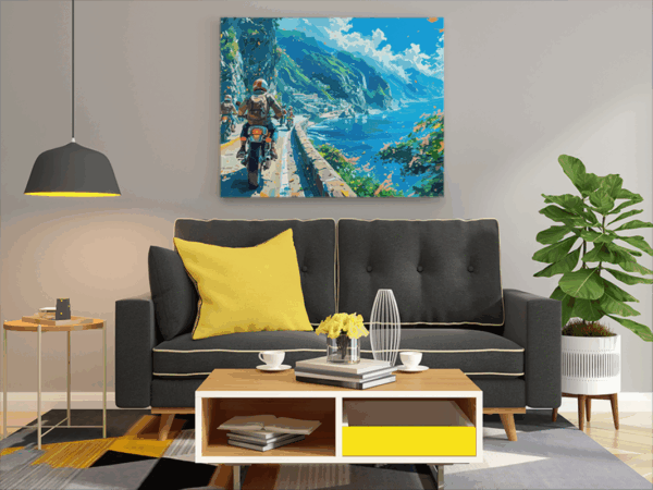 Scenic Motorcycle Adventure Paint by Numbers Kit - Image 2
