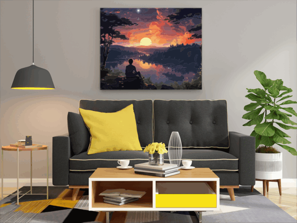 Tranquil Sunset Reflection Paint by Numbers Kit - Image 2