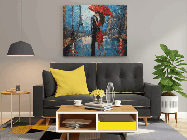 Romantic Parisian Rain Paint by Numbers Kit - Image 2