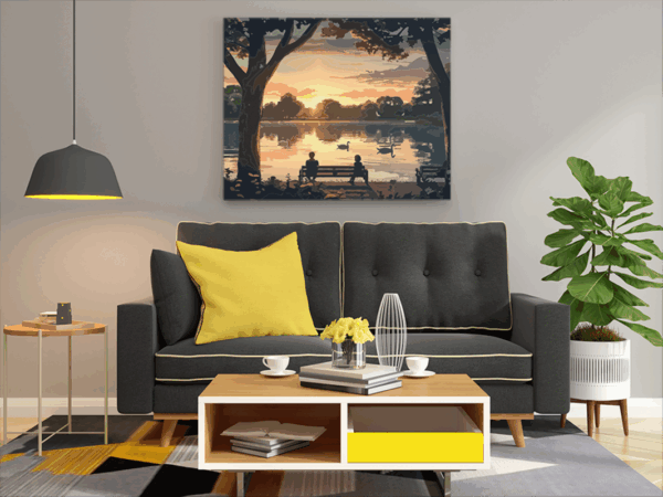 Sunset View Serenity by the Lake Paint by Numbers Kit - Image 2