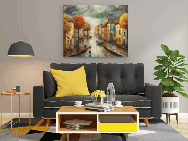 Autumn Rain Street Paint by Numbers Kit - Image 2