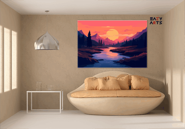 Tranquil Sunset River Paint by Number Kit - Image 2
