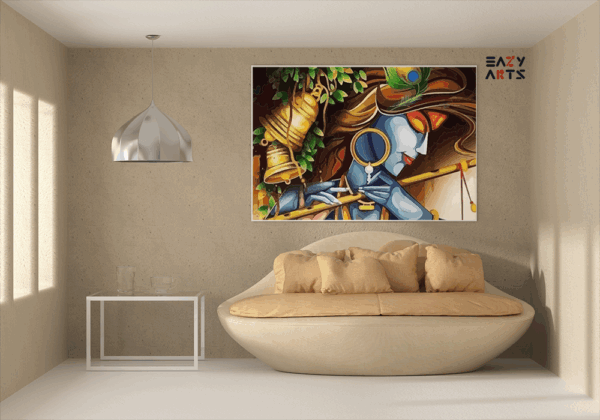 Vibrant Krishna: Artistic Flute & Peacock Feather Paint by Numbers Kit - Image 2