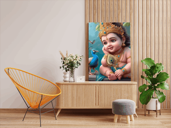 Innocent Joy: Bal Krishna with Peacock Paint by Numbers Kit - Image 2