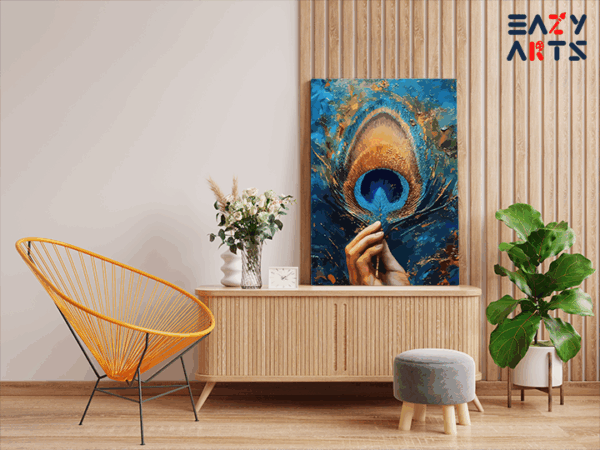 Divine Feather: Peacock Feather of Krishna Paint by Numbers Kit - Image 2