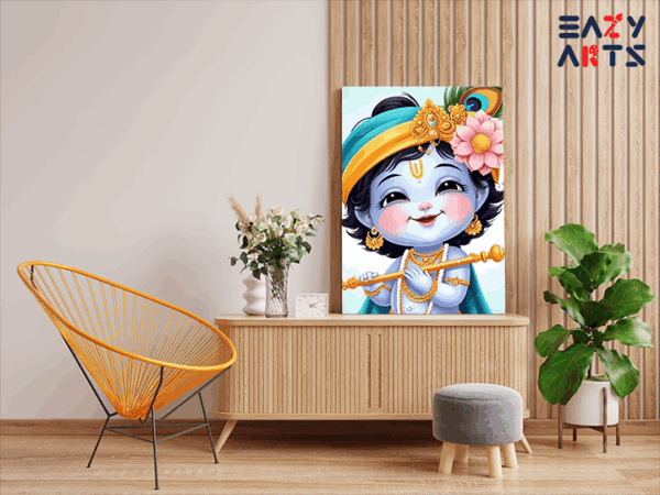 Joyful Krishna: Adorable Baby Krishna Paint by Numbers Kit - Image 2