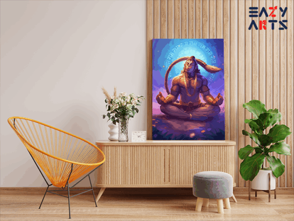 Divine Meditation: Lord Hanuman in Deep Contemplation Paint by Numbers Kit - Image 2