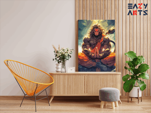 Divine Strength: Lord Hanuman in Meditation Paint by Numbers Kit - Image 2