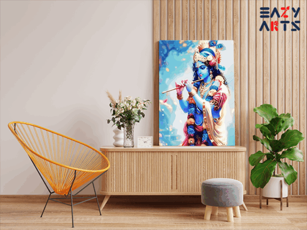 Melodious Bliss: Krishna Playing Flute Paint by Numbers Kit - Image 2