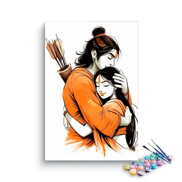 Divine Embrace: Ram and Sita Paint by Numbers Kit