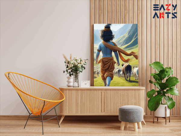 Pastoral Bliss: Krishna Leading the Herd Paint by Numbers Kit - Image 2