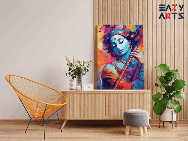 Vibrant Reverie: Krishna in Tranquil Bliss Paint by Numbers Kit - Image 2
