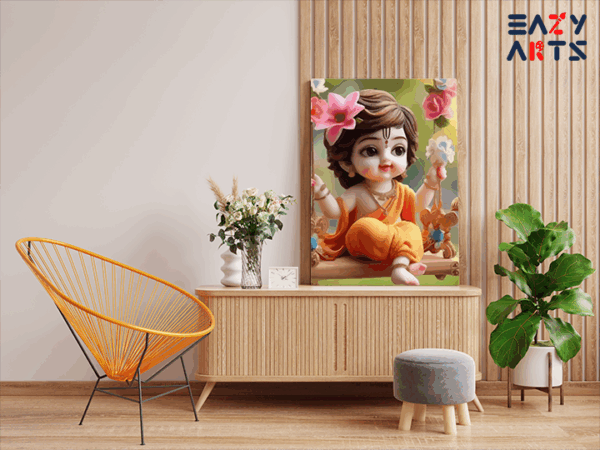 Baby Krishna on Swing Paint by Numbers Kit - Image 2