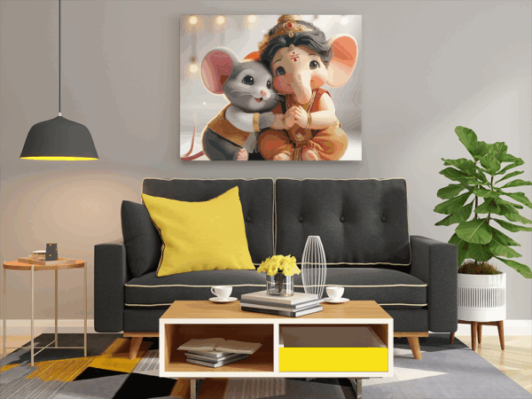 Adorable Baby Ganesha with Mooshak Paint by Numbers Kit - Image 2