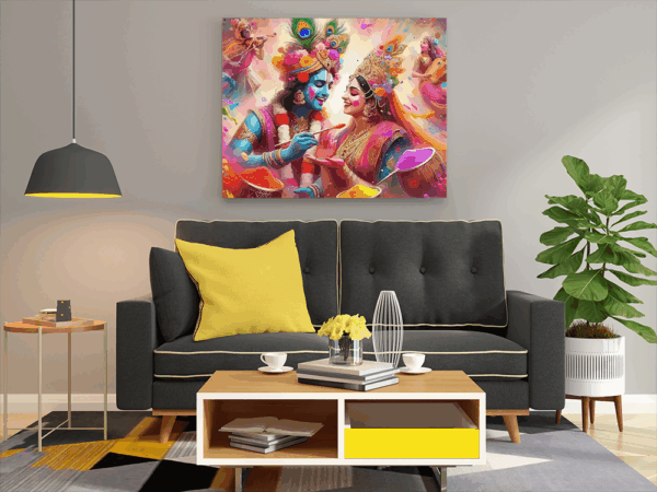 Vibrant Holi Celebration: Krishna and Radha Paint by Numbers Kit - Image 2