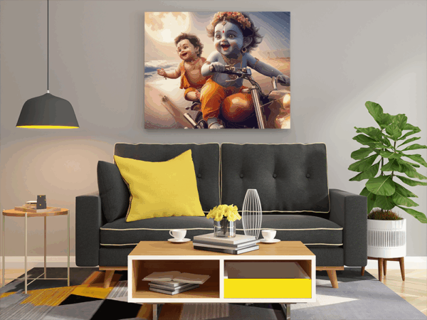 Playful Ride: Krishna and Balaram Paint by Numbers Kit - Image 2