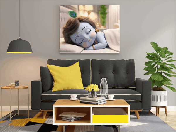 Serene Slumber: Baby Krishna Sleeping Paint by Numbers Kit - Image 2