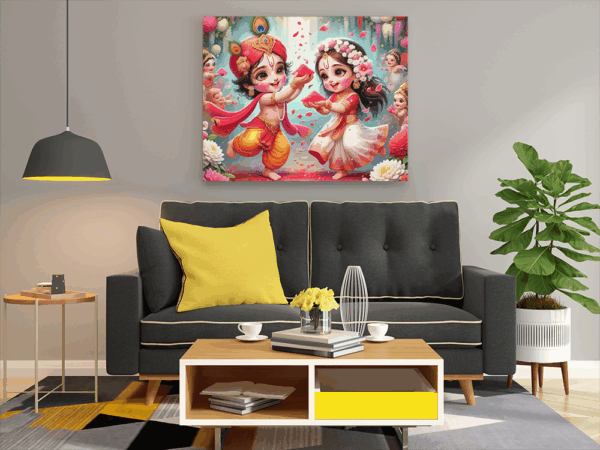 Joyful Holi Play: Krishna and Radha's Celebration - Paint by Numbers Kit - Image 2