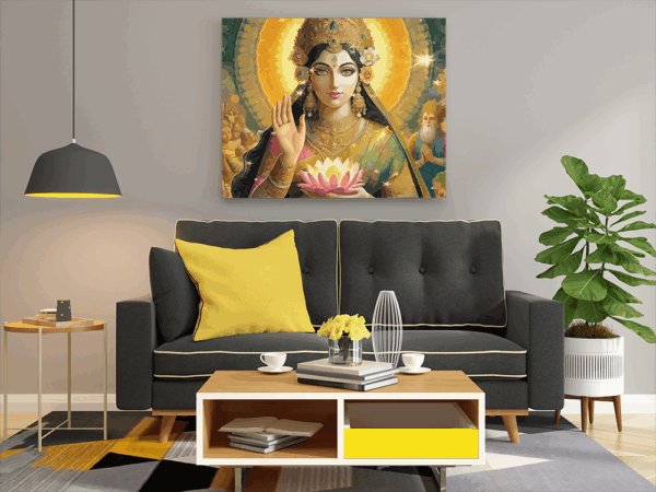 Divine Grace: Goddess Lakshmi in Radiant Splendor - Paint by Numbers Kit - Image 2