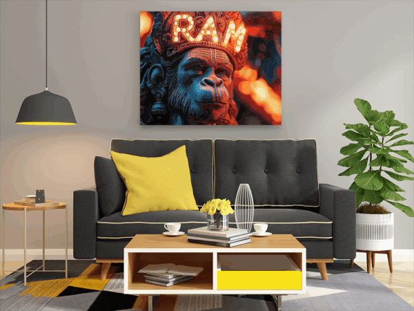 Eternal Devotion: Lord Hanuman with 'Ram' - Paint by Numbers Kit - Image 2