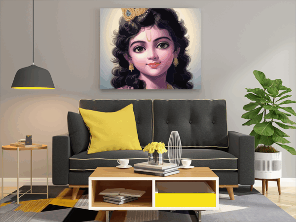 Divine Beauty: Young Krishna Portrait - Paint by Numbers Kit - Image 2