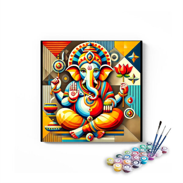 Modern Geometric Lord Ganesha - Paint by Numbers Kit - Image 2