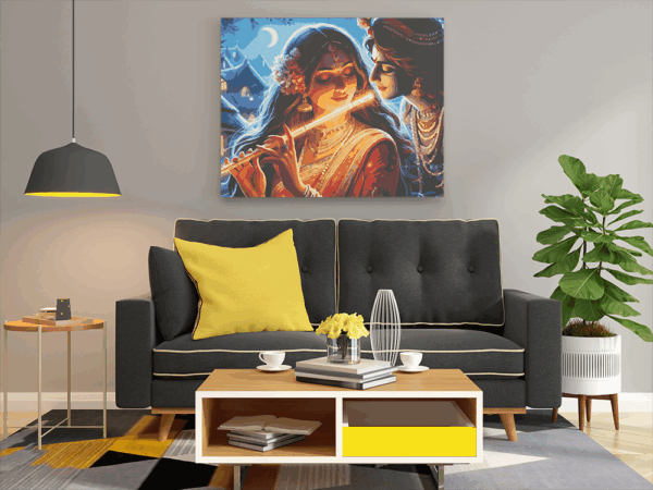 Divine Melody: Radha and Krishna - Paint by Numbers Kit - Image 2
