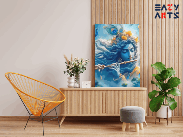 Divine Symphony: Krishna Playing the Flute - Paint by Numbers Kit - Image 2