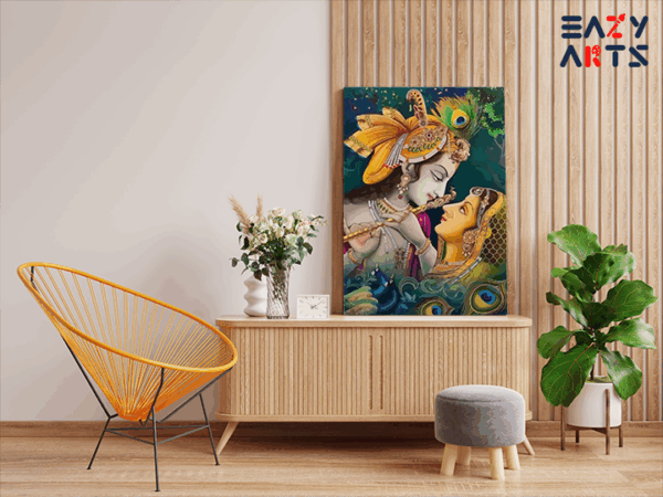Divine Harmony: Krishna and Radha's Enchantment - Paint by Numbers Kit - Image 2