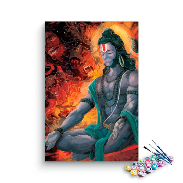 Meditative Hanuman in Fire of Demons Paint by Numbers Kit