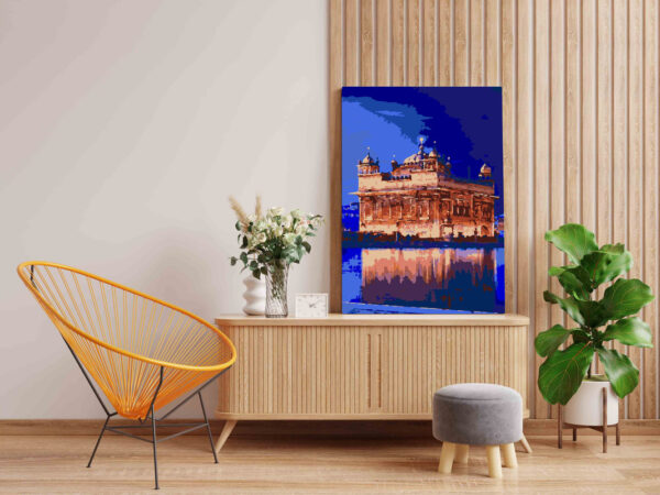 Golden Temple Amritsar Night View Paint by Numbers Kit - Image 2