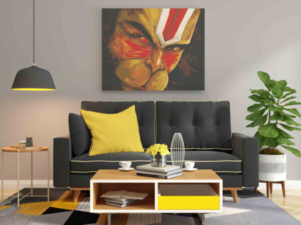 Fierce Lord Hanuman Close-Up Paint by Numbers Kit - Image 2