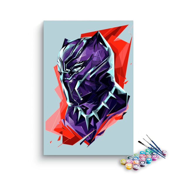 Black Panther Geometric Art Paint by Numbers Kit