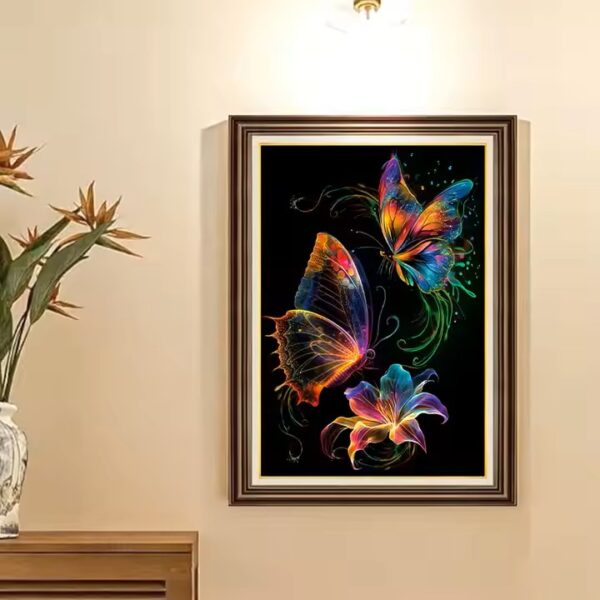 Glow in the Dark Butterfly Scratch Painting Kit – Neon Wings & Floral Magic - Image 3