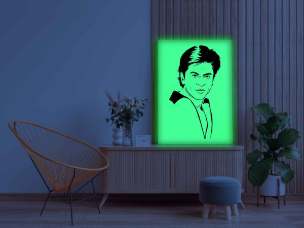 Shah Rukh Khan Canvas DIY Painting – Glow in the Dark Kit for Bollywood Fans | Eazy Arts DIY Art Set with Brushes, Glow Paint & Black Paint (Blue/Cyan/Green Glow Options) - Image 3