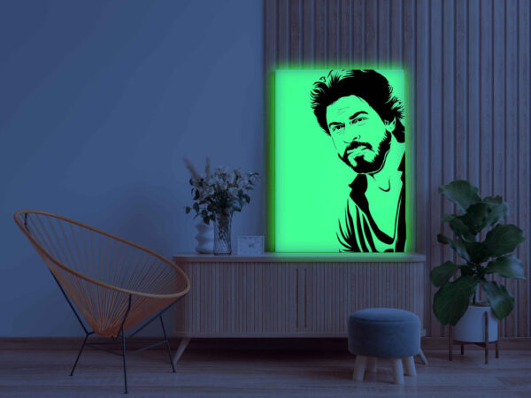 Bearded Shah Rukh Khan Canvas DIY Painting – Glow in the Dark Kit for Bollywood Fans | Eazy Arts DIY Art Set with Brushes, Glow Paint & Black Paint (Blue/Cyan/Green Glow Options) - Image 3