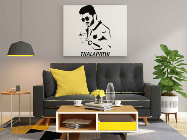 Thalapathy Vijay Portrait Canvas DIY Painting – Glow in the Dark Kit for Fans | Eazy Arts Art Set with Glow & Black Paint, Brushes & Instructions - Image 2